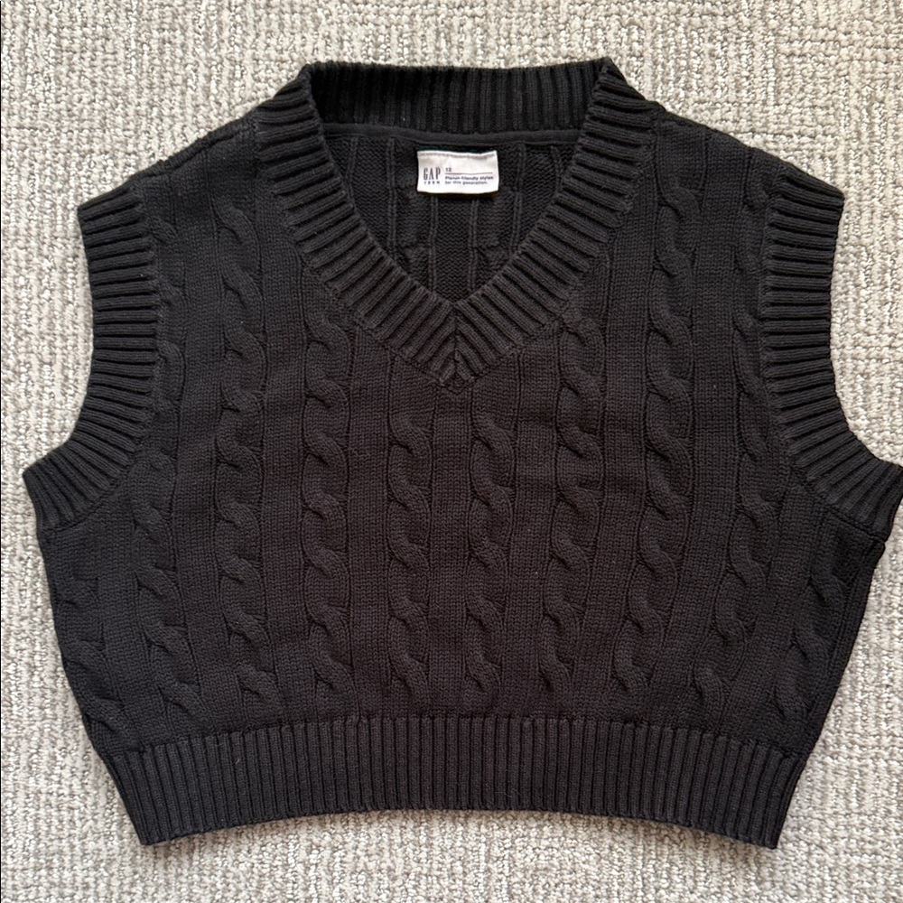 GAP Kids Black Cable Knit Sweater Vest